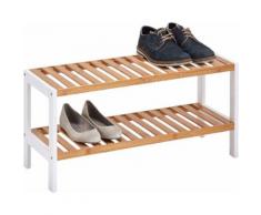 Zeller Schuhregal mit 2 Ablagen, Bamboo/MDF, weiß