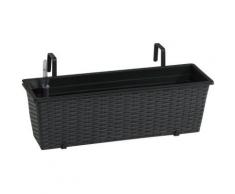 Polyrattan Balkonkasten inkl. Aufhängung & Bewässerungssystem 60x19x18 cm anthrazit