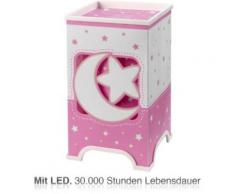LED Nachttischlampe Mond & Sterne, rosa/weiß