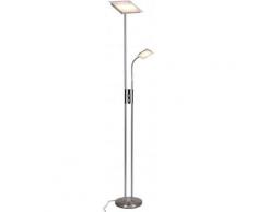 LED Chrom Deckenfluter mit Leselampe eckig H180 cm silber