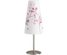 Nachttischlampe Isi, weiß mit Blumen