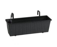 Polyrattan Balkonkasten inkl. Aufhängung & Bewässerungssystem 50x19x18 cm anthrazit