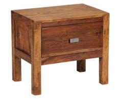 "Sheesham Nachttisch "Boja" Massivholz, mit 1 Schublade 40x30 cm braun"
