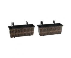 Polyrattan Balkonkasten inkl. Aufhängung & Bewässerungssystem 50x19x18 cm braun