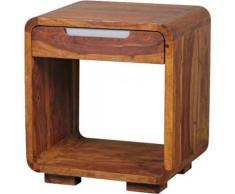 "Sheesham Nachttisch "Helba" Massivholz, mit 1 Schublade 50x40 cm braun"