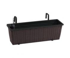 Polyrattan Balkonkasten inkl. Aufhängung & Bewässerungssystem 60x19x18 cm braun-kombi
