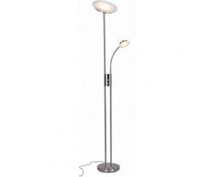 LED Chrom Deckenfluter mit Leselampe rund H180 cm silber