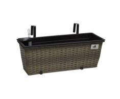 Polyrattan Balkonkasten inkl. Aufhängung & Bewässerungssystem 50x19x18 cm braun-kombi