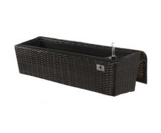 Polyrattan Balkonkasten mit Bewässerungssystem 82x25 cm braun-kombi