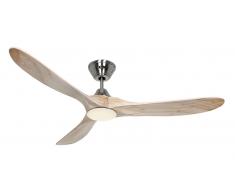 Energiespar Deckenventilator Eco Genuino Chrom / Natur mit LED