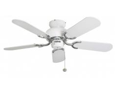 Deckenventilator Capri Weiß / Stahl 91 cm mit Zugschalter