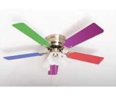 Flacher Deckenventilator Kisa Multicolor MA mit Licht