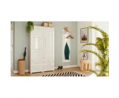 Garderobe Set 063 Parma 2 tlg Schuhschrank 4 Klappen 26 Paar Weiss-Weiss Hgl