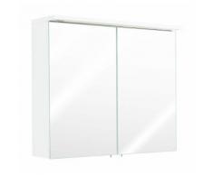 Spiegelschrank 90x64,4x16,6cm mit integrierter LED Lichtleiste weiß hochglanz