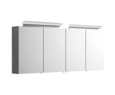 Spiegelschrank 160cm mit Acryl-Lampe und Glasböden Anthrazit gemasert