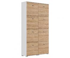Schuhschrank Comfort 8 Klappen 32 Paar 105x187 cm Weiss-Eiche