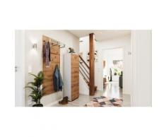 Garderobe Set 056 Verona 2 tlg Schuhschrank 3 Klappen 12 Paar Weiss-Eiche