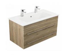 Badmöbel mit Villeroy & Boch Venticello Waschbecken 100 cm Doppel eiche hell