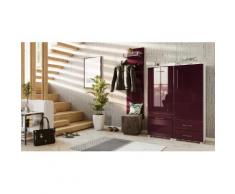 Garderobe Set 067 Vicenza 2 tlg Schuhschrank 3 Klappen 20 Paar Weiss-Brombeer