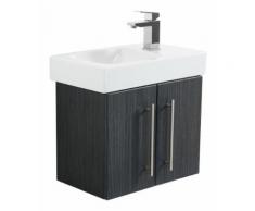 Badmöbel mit Geberit Icon Waschbecken XS 53 cm rechts anthrazit gemasert