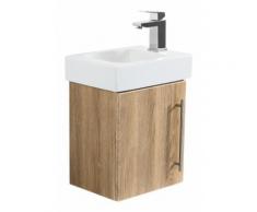 Badmöbel mit Geberit Icon Waschbecken 38 cm rechts eiche hell seidenglanz