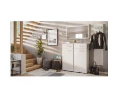 Garderobe Set 044 Comfort 3 tlg Spiegel 16 Paar Weiss-Weiss Hgl
