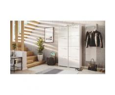 Garderobe Set 113 Ogre 2 tlg Schuhschrank 8 Klappen 32 Paar Weiss-Weiss Hgl