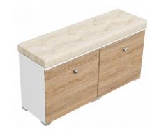 Schuhbank Comfort Schuhschrank Kissen 8 Paar 105x55 cm Weiss-Eiche
