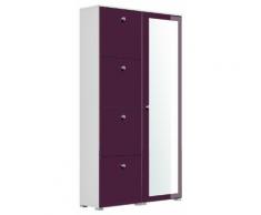 Schuhschrank Spiegel Comfort 4 Klappen 32 Paar 105x187 cm Weiss-Brombeer