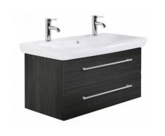 Badmöbel mit Keramag IT! Waschbecken 100 cm Doppel anthrazit gemasert