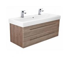 Badmöbel mit Geberit Icon Waschbecken 120 cm eiche hell seidenglanz