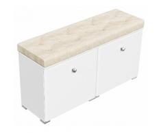 Schuhbank Comfort Schuhschrank Kissen 8 Paar 105x55 cm Weiss-Weiss Hgl