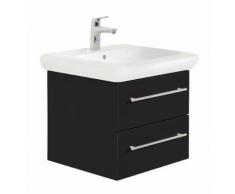 Badmöbel mit Geberit IT! Waschbecken 60 cm 2 Schubladen schwarz seidenglanz