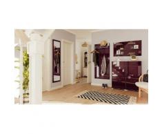 Garderobe Set 015 Columbia 4 tlg Schuhschrank 4 Klappen 16 Paar Weiss-Brombeer
