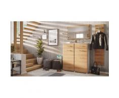 Garderobe Set 044 Emotion 3 tlg Spiegel 16 Paar Weiss-Eiche