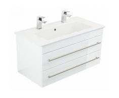 Badmöbel mit Villeroy & Boch Venticello Waschbecken 100 cm Doppel weiss hochgl.