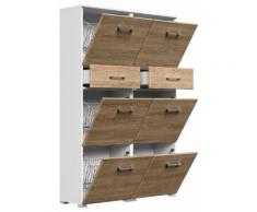 Schuhschrank Emotion 6 Klappen 24 Paar 105x160 cm Weiss-Eiche