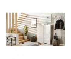 Garderobe Set 069 Omodos 3 tlg Schuhschrank 3 Klappen 20 Paar Weiss-Weiss Hgl