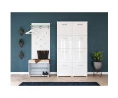 Garderobe Set 116 Falun 3 tlg Schuhbank 8 Klappen 38 Paar Weiss-Weiss Hgl