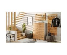 Garderobe Set 070 Methoni 3 tlg Schuhschrank 3 Klappen 20 Paar Weiss-Eiche