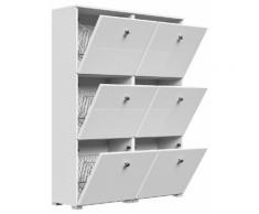 Schuhschrank Comfort 6 Klappen 24 Paar 105x142 cm Weiss- Weiss Hgl