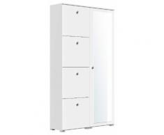 Schuhschrank Spiegel Comfort 4 Klappen 32 Paar 105x187 cm Weiss-Weiss Hgl