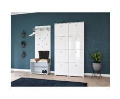 Garderobe Set 116 Aguila 3 tlg Schuhbank 8 Klappen 38 Paar Weiss-Weiss Hgl