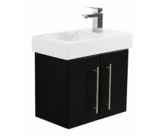Badmöbel mit Geberit Icon Waschbecken XS 53 cm rechts schwarz seidenglanz