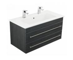 Badmöbel mit Villeroy & Boch Venticello Doppelbecken 100 cm anthrazit gemasert