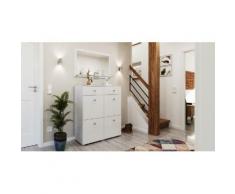 Schuhschrank Set 027 Comfort 2 tlg Spiegel 4 Klappen 16 Paar Weiss-Weiss Hgl