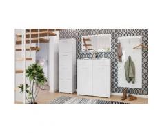 Garderobe Set 010 Omaha 4 tlg Schuhschrank 4 Klappen 24 Paar Weiss-Weiss Hgl