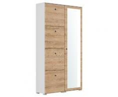 Schuhschrank Spiegel Comfort 4 Klappen 32 Paar 105x187 cm Weiss-Eiche