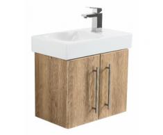 Badmöbel mit Geberit Icon Waschbecken XS 53 cm rechts eiche hell seidenglanz