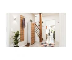 Garderobe Set 054 Turin 2 tlg Schuhschrank 3 Klappen 12 Paar Weiss-Eiche